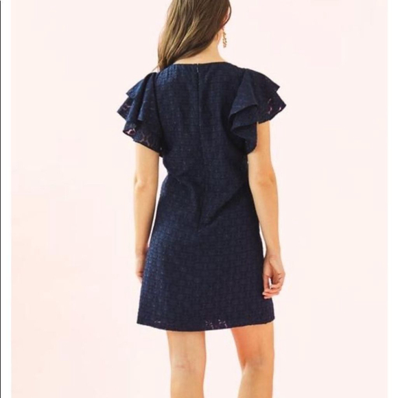 Lilly Pulitzer Womens Kathie True Navy Metallic Tanzanian Clip Shift Dress Sz 8 - Picture 3 of 8